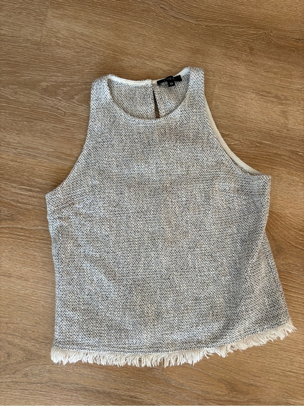 DREW Gray Knit Tank with Fringe Hem